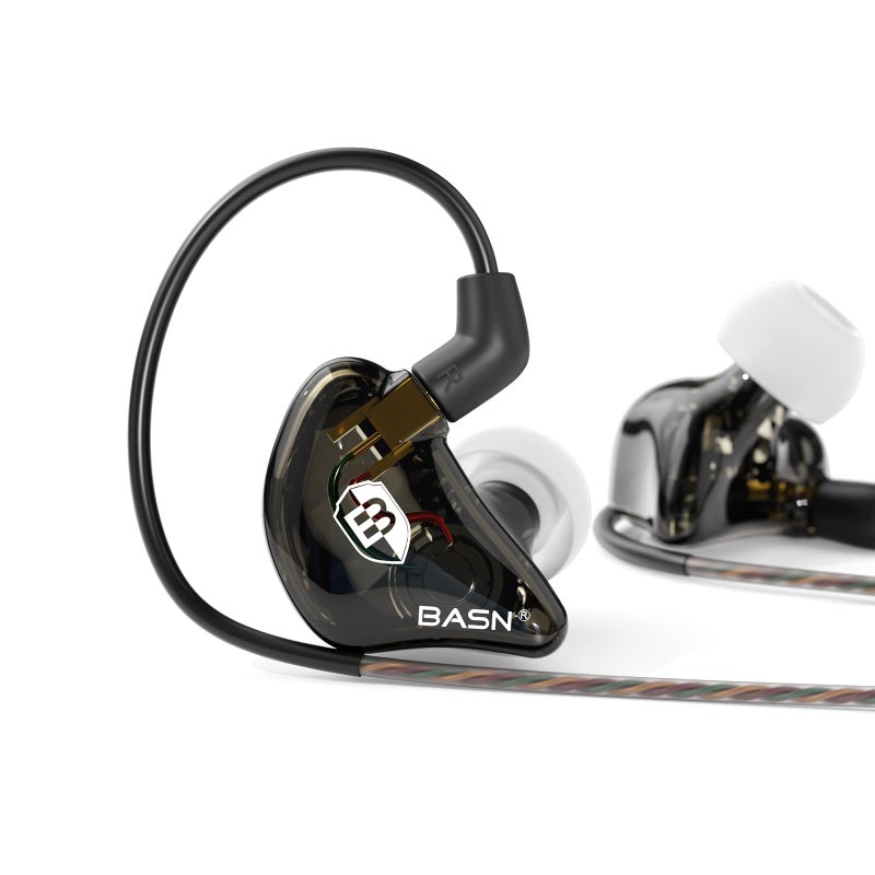 BASN Bsinger PRO in-Ear Monitors Hybrid Dynamic Dual Drivers Two Detachable MMCX Cables Musicians in-Ear Earbuds Headphones (Black) - Image 1